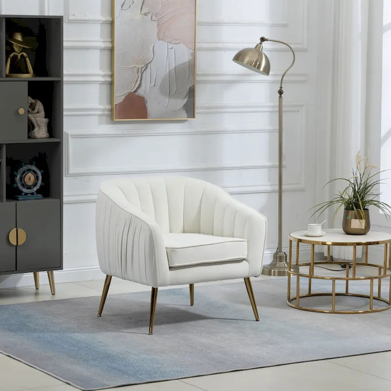Fauteuil d'appoint moderne en velours avec ottoman pour salon/chambre à coucher/salon de manucure