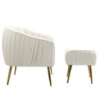 Fauteuil d'appoint moderne en velours avec ottoman pour salon/chambre à coucher/salon de manucure