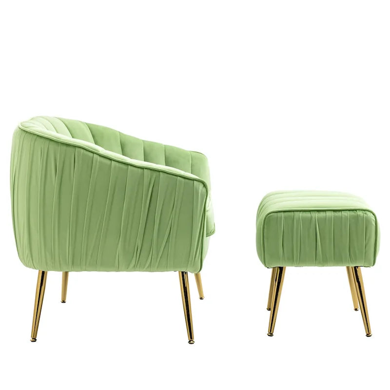 Fauteuil d'appoint moderne en velours avec ottoman pour salon/chambre à coucher/salon de manucure