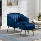Fauteuil d'appoint moderne en velours avec ottoman pour salon/chambre à coucher/salon de manucure