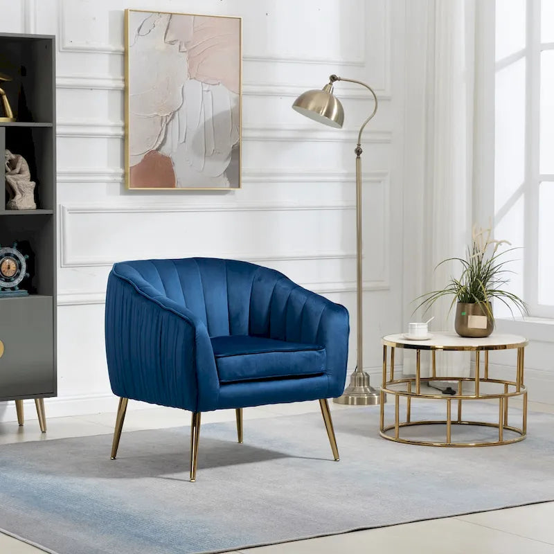 Fauteuil d'appoint moderne en velours avec ottoman pour salon/chambre à coucher/salon de manucure