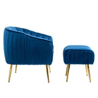 Fauteuil d'appoint moderne en velours avec ottoman pour salon/chambre à coucher/salon de manucure