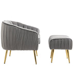 Fauteuil d'appoint moderne en velours avec ottoman pour salon/chambre à coucher/salon de manucure