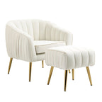 Fauteuil d'appoint moderne en velours avec ottoman pour salon/chambre à coucher/salon de manucure
