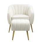 Fauteuil d'appoint moderne en velours avec ottoman pour salon/chambre à coucher/salon de manucure