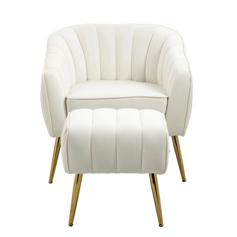 Fauteuil d'appoint moderne en velours avec ottoman pour salon/chambre à coucher/salon de manucure