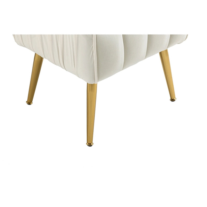 Fauteuil d'appoint moderne en velours avec ottoman pour salon/chambre à coucher/salon de manucure