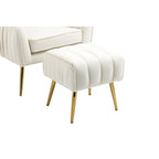 Fauteuil d'appoint moderne en velours avec ottoman pour salon/chambre à coucher/salon de manucure