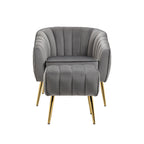 Fauteuil d'appoint moderne en velours avec ottoman pour salon/chambre à coucher/salon de manucure