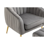 Fauteuil d'appoint moderne en velours avec ottoman pour salon/chambre à coucher/salon de manucure