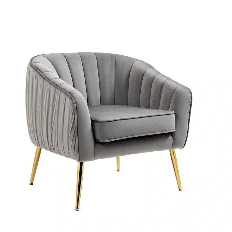 Fauteuil d'appoint moderne en velours avec ottoman pour salon/chambre à coucher/salon de manucure
