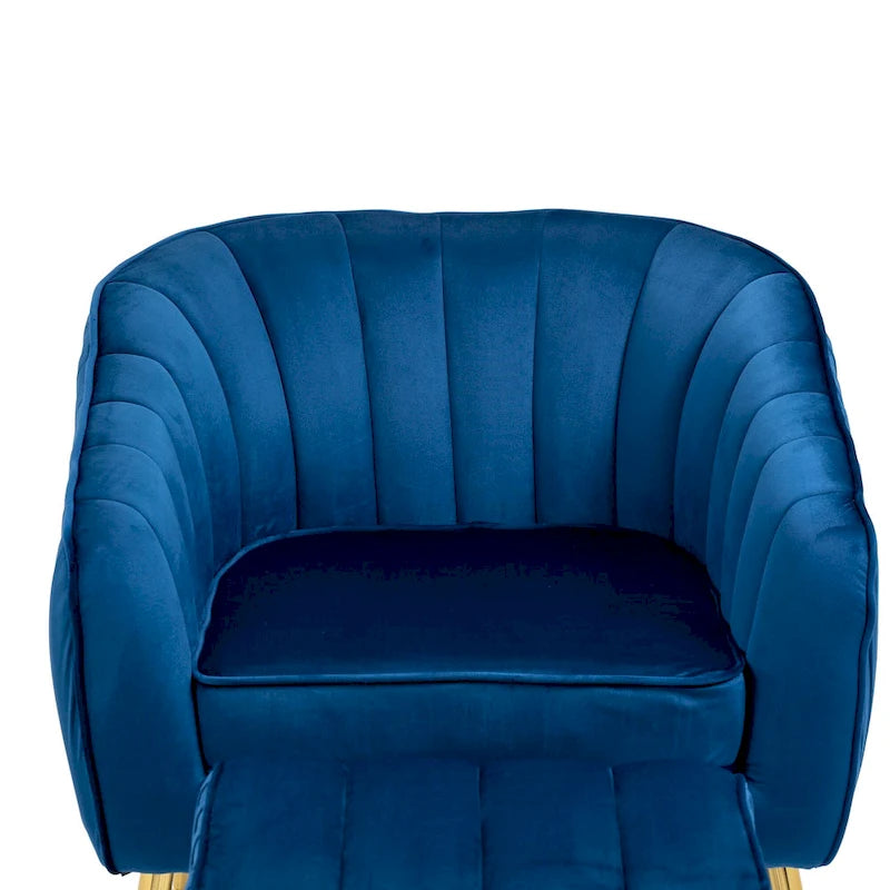 Fauteuil d'appoint moderne en velours avec ottoman pour salon/chambre à coucher/salon de manucure