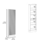 Meuble à chaussures Chimg, Miroir, Cinq étagères intérieures, Armoire à une porte, Finition blanche