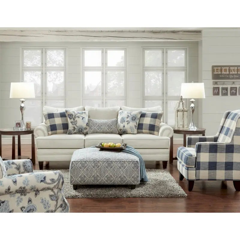 Fauteuil d'appoint Maya Indigo crème et bleu