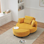 Fauteuil en velours côtelé avec pouf, 2 coussins décoratifs et 1 coussin lombaire
