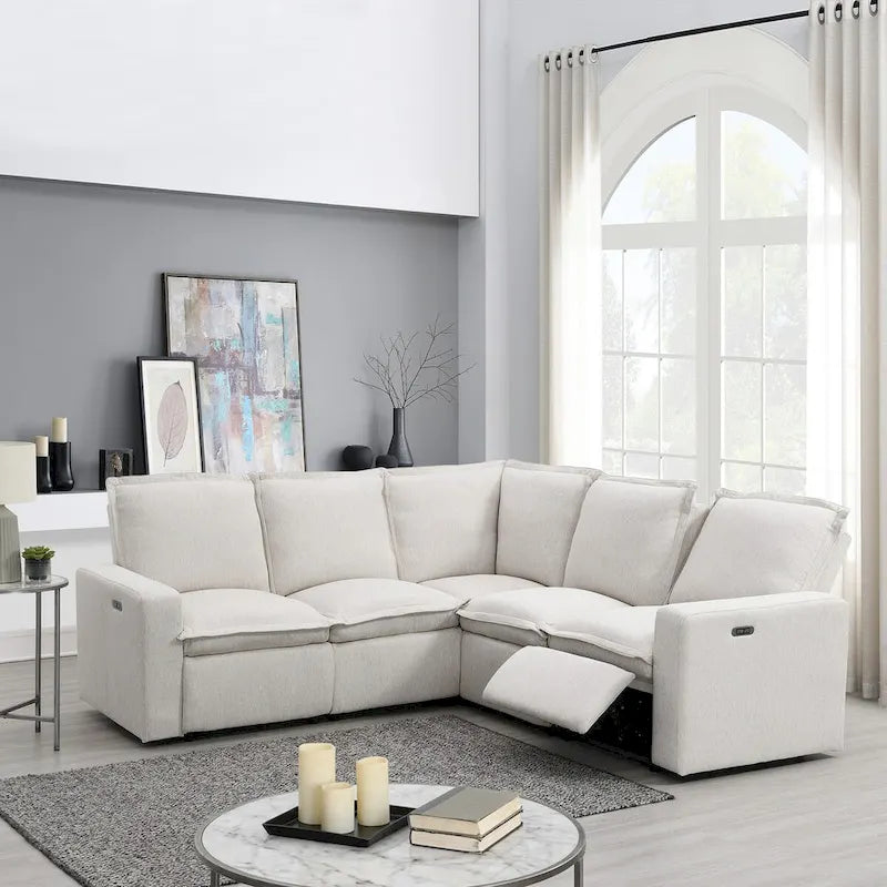 Power Recliner Chair L-Shaped Sectional Sofa, Home Theater Seating Soft Chair