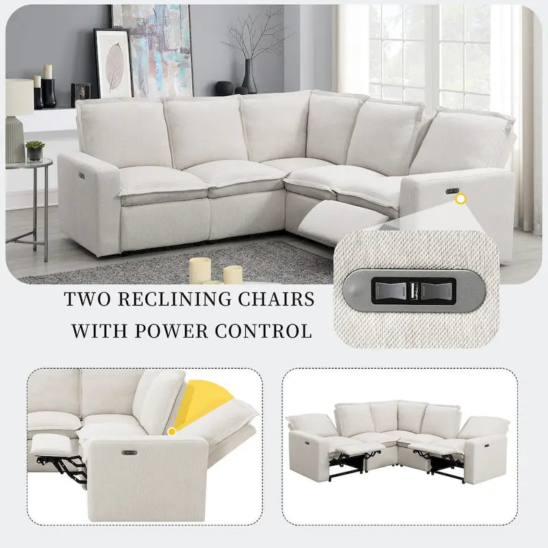 Fauteuil inclinable électrique Canapé d'angle en L, Siège de cinéma maison Fauteuil moelleux