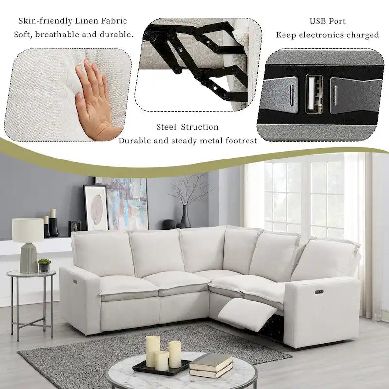 Fauteuil inclinable électrique Canapé d'angle en L, Siège de cinéma maison Fauteuil moelleux