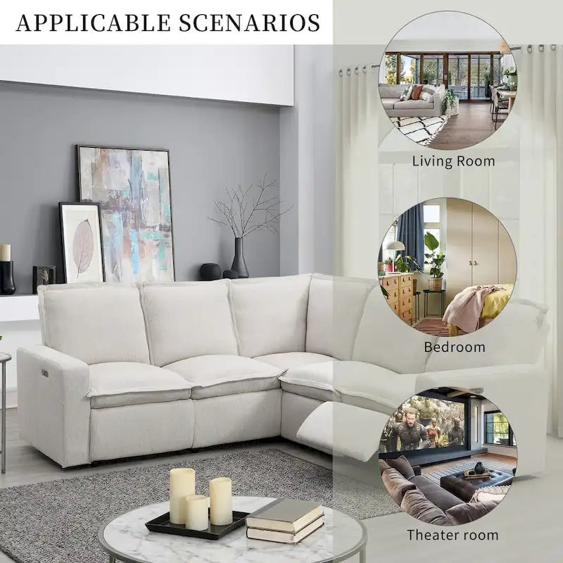 Fauteuil inclinable électrique Canapé d'angle en L, Siège de cinéma maison Fauteuil moelleux