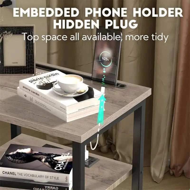 Table d'appoint étroite avec station de charge - 39P x 30L x 58H