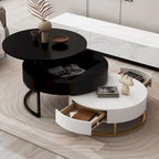 Tables basses gigognes rondes modernes à plateau relevable avec 2 tiroirs