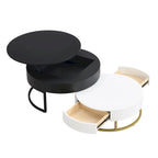 Tables basses gigognes rondes modernes à plateau relevable avec 2 tiroirs