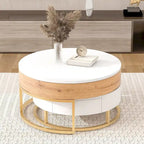 Tables basses gigognes rondes modernes à plateau relevable avec 2 tiroirs