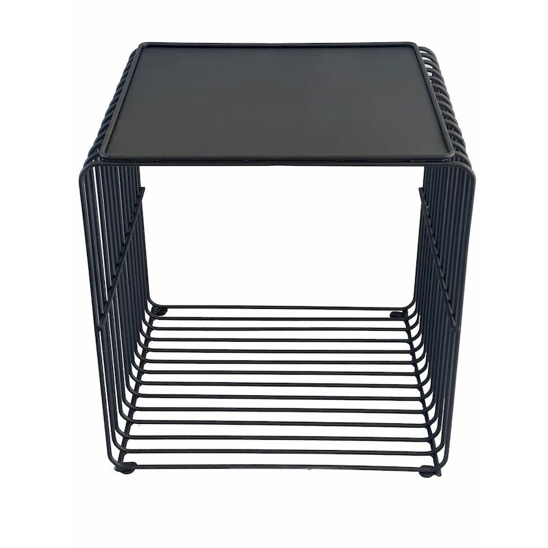 Table d'appoint Reo 16 pouces, cadre en métal noir en forme de cascade