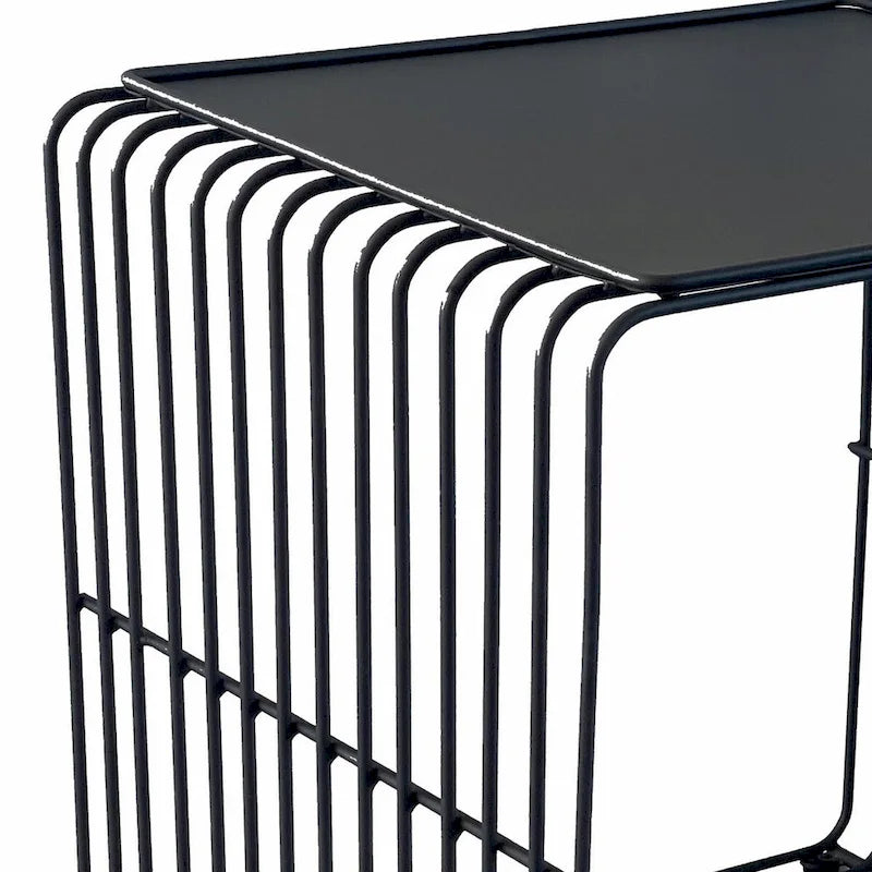 Table d'appoint Reo 16 pouces, cadre en métal noir en forme de cascade
