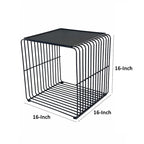 Table d'appoint Reo 16 pouces, cadre en métal noir en forme de cascade