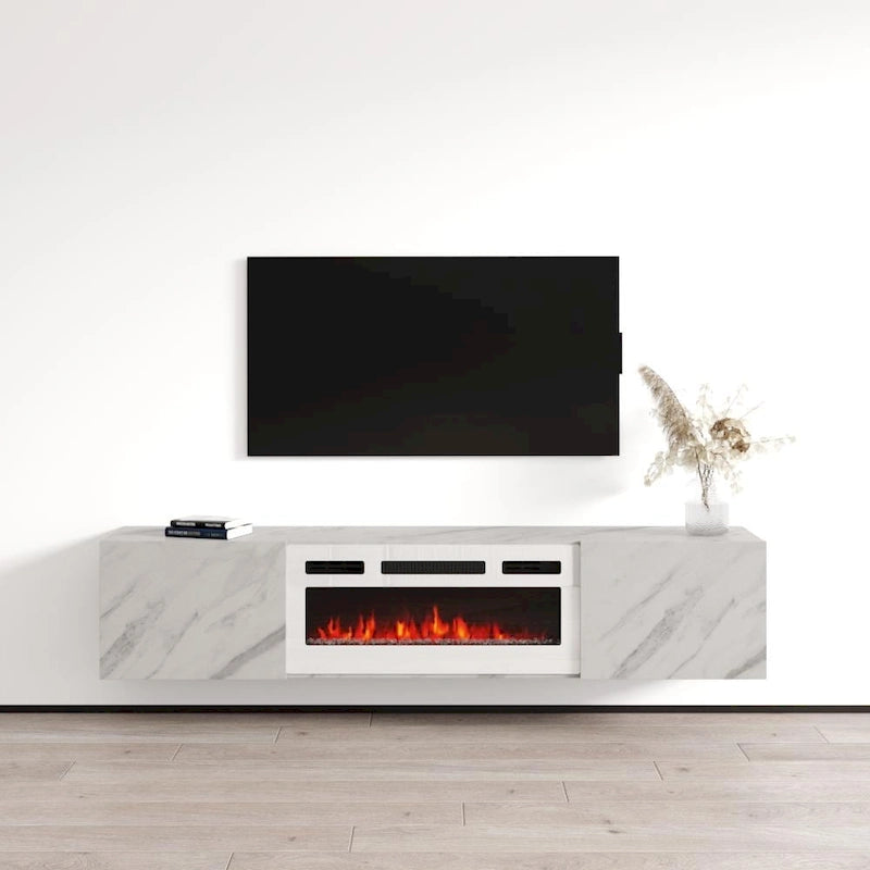 Meuble TV flottant Baja WH-EF avec cheminée