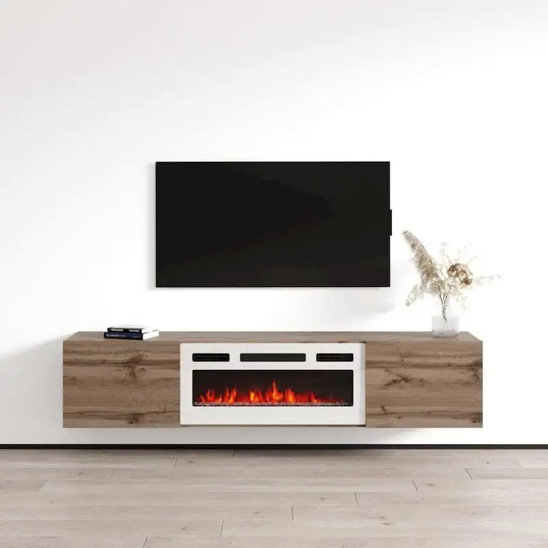 Meuble TV flottant Baja WH-EF avec cheminée