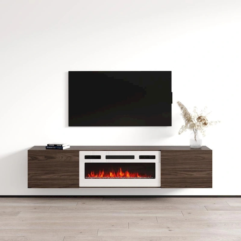 Meuble TV flottant Baja WH-EF avec cheminée