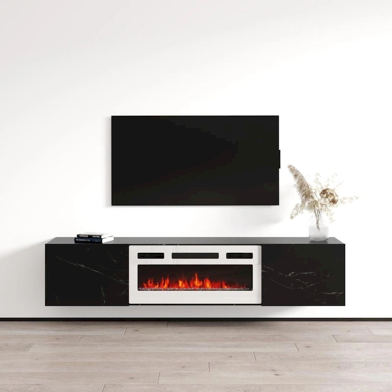 Meuble TV flottant Baja WH-EF avec cheminée