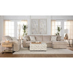 Canapé sectionnel Nason en velours côtelé à grosses côtes avec fauteuil et pouf de Roundhill Furniture