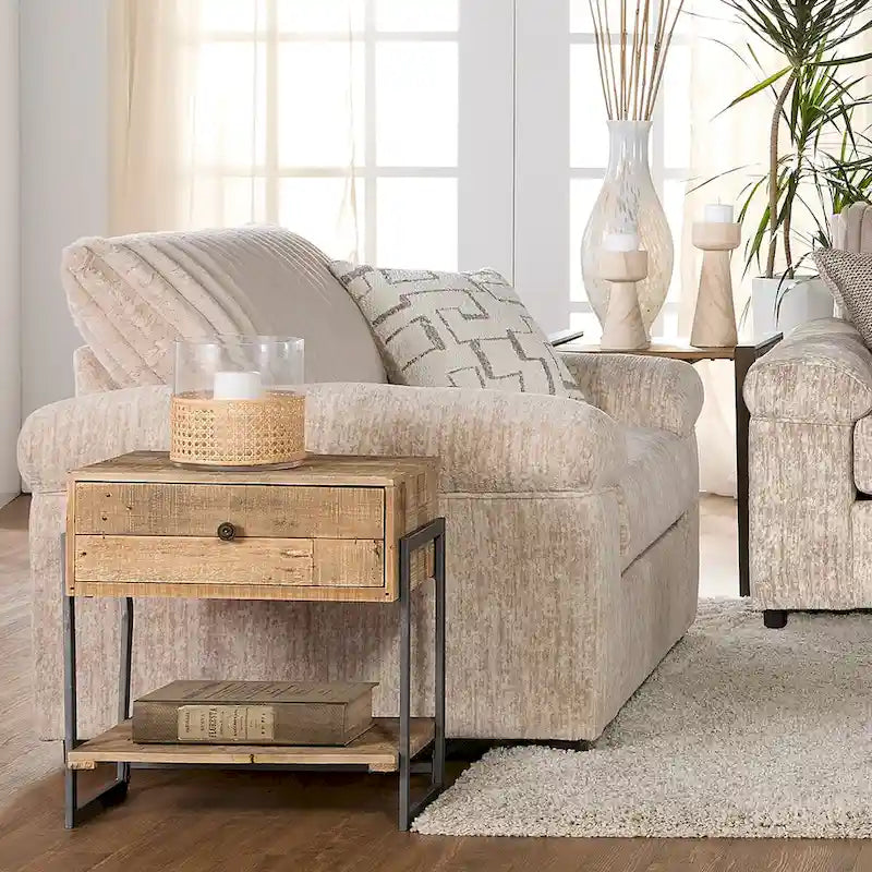 Canapé sectionnel Nason en velours côtelé à grosses côtes avec fauteuil et pouf de Roundhill Furniture