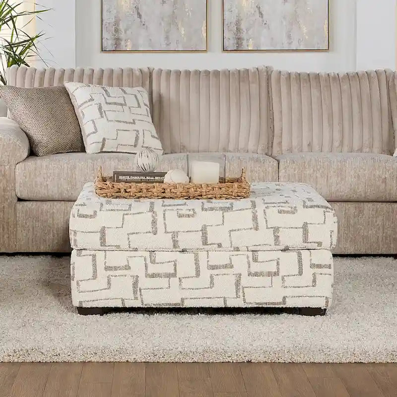 Canapé sectionnel Nason en velours côtelé à grosses côtes avec fauteuil et pouf de Roundhill Furniture