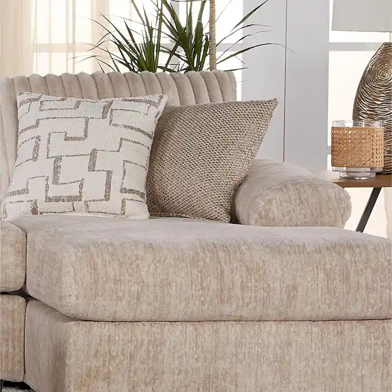 Canapé sectionnel Nason en velours côtelé à grosses côtes avec fauteuil et pouf de Roundhill Furniture