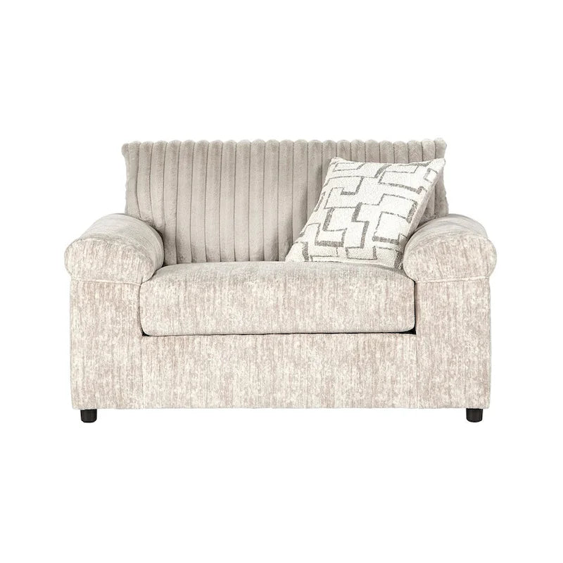 Canapé sectionnel Nason en velours côtelé à grosses côtes avec fauteuil et pouf de Roundhill Furniture