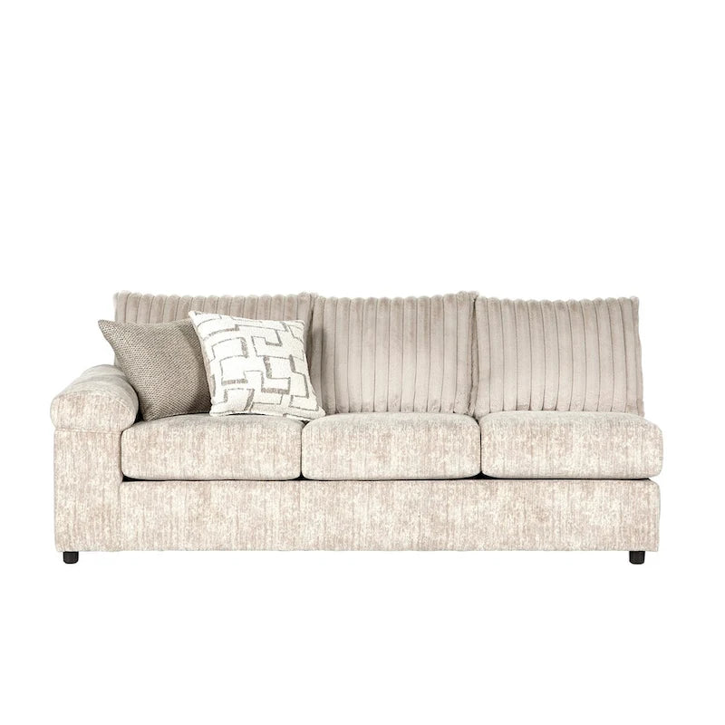 Canapé sectionnel Nason en velours côtelé à grosses côtes avec fauteuil et pouf de Roundhill Furniture