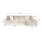 Canapé sectionnel Nason en velours côtelé à grosses côtes avec fauteuil et pouf de Roundhill Furniture