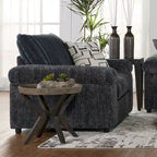 Canapé sectionnel Nason en velours côtelé à grosses côtes avec fauteuil et pouf de Roundhill Furniture
