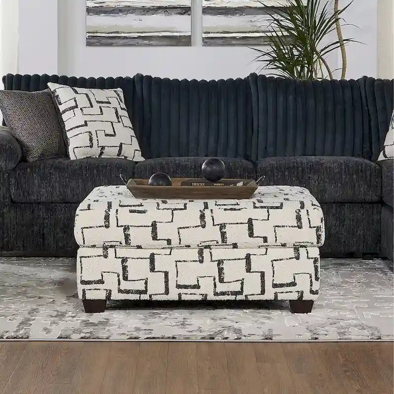 Canapé sectionnel Nason en velours côtelé à grosses côtes avec fauteuil et pouf de Roundhill Furniture