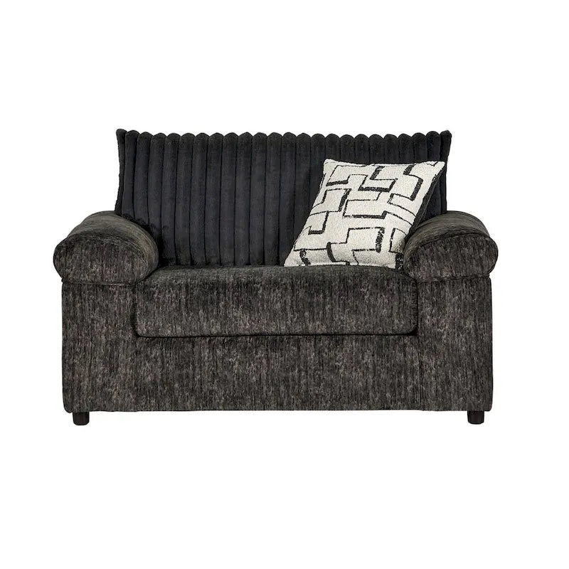 Canapé sectionnel Nason en velours côtelé à grosses côtes avec fauteuil et pouf de Roundhill Furniture