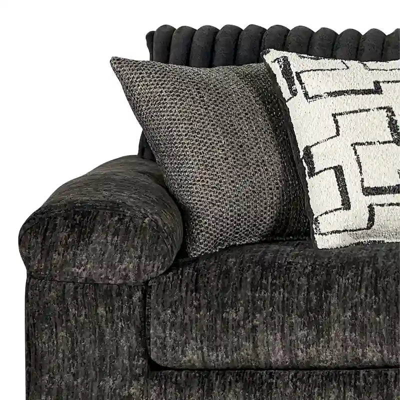 Canapé sectionnel Nason en velours côtelé à grosses côtes avec fauteuil et pouf de Roundhill Furniture