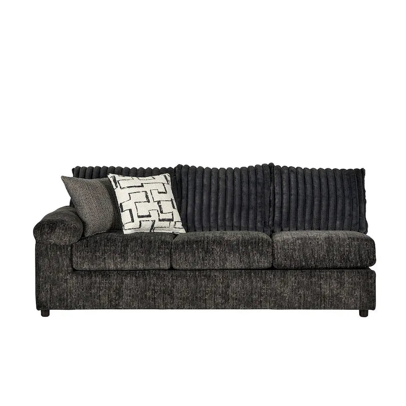 Canapé sectionnel Nason en velours côtelé à grosses côtes avec fauteuil et pouf de Roundhill Furniture