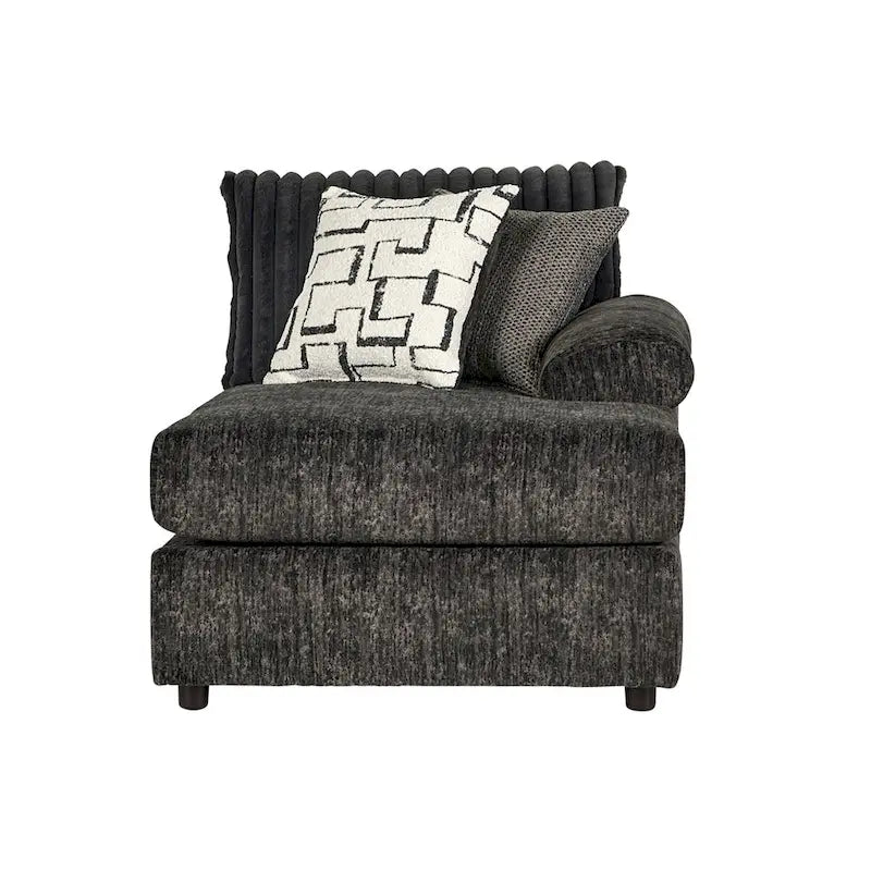 Canapé sectionnel Nason en velours côtelé à grosses côtes avec fauteuil et pouf de Roundhill Furniture