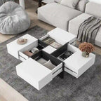 Table basse avec 4 compartiments de rangement cachés