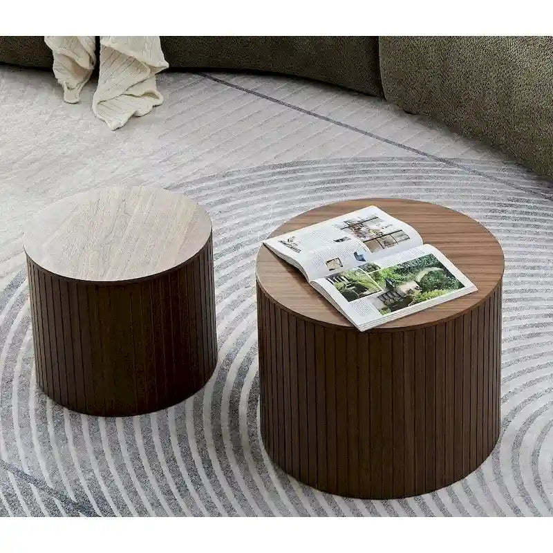 Tables gigognes lot de 2, ensemble de tables basses en MDF pour salon