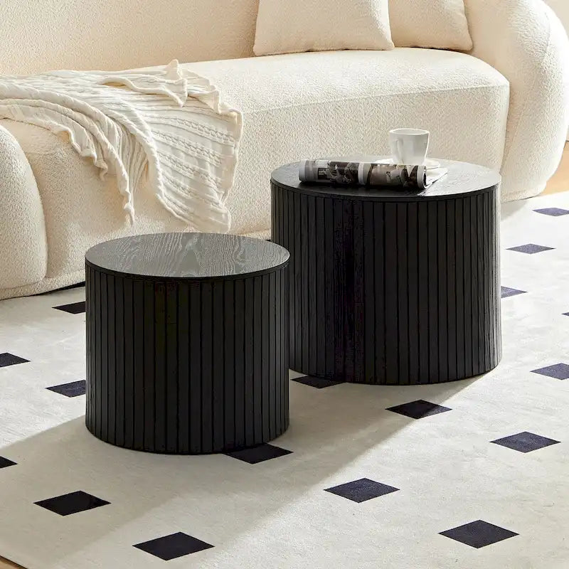 Tables gigognes lot de 2, ensemble de tables basses en MDF pour salon